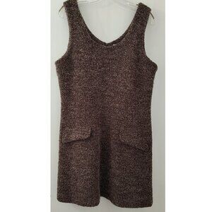 Vintage 90's Brown Tweed Wool Blend "A" Line Jumper Dress - Women's Medium
